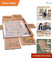 Puzzle Board Wooden 1500 Pieces with Drawers Cover Portable Table Organizer