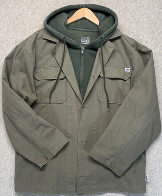 Vintage Sub Pop Records Mens Chore Jacket Olive Green Utility Workwear Size L