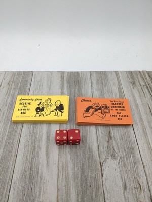 Community Chest And Chance Cards Monopoly Edition Game Replacement And Dice 1985