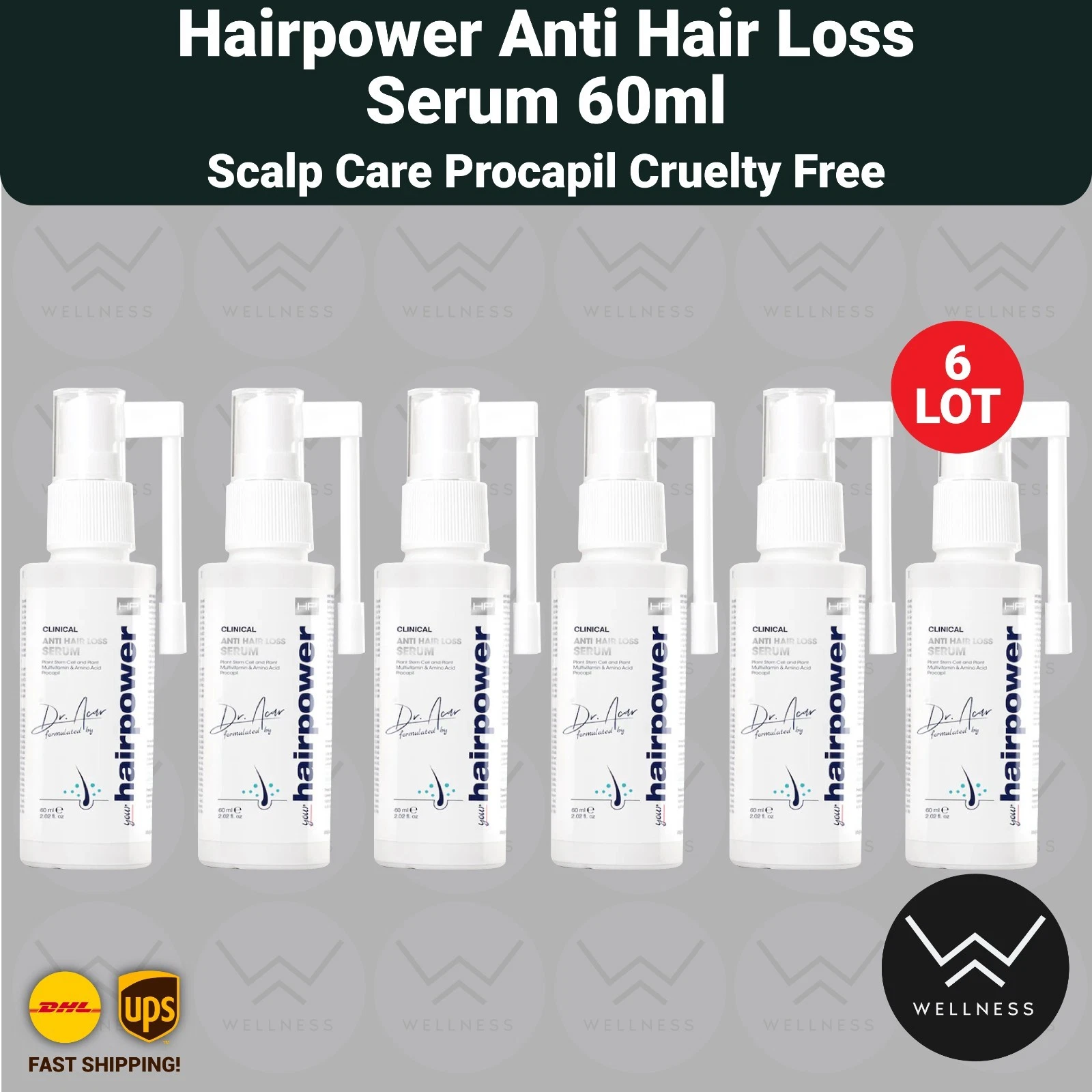 Hairpower Anti Hair Loss Serum 60ml Scalp Care Procapil Cruelty Free - 6 LOT