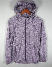 Serene Tangerine Hoodie Sweater Women's Large Purple Full Zip Pockets Thumbholes
