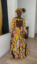 ankara african print dress/fits Medium To Large 
