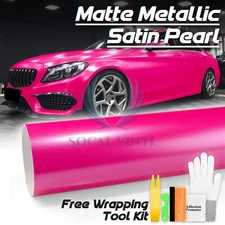 Matte Metallic Satin Pearl Rose Red Vinyl Car Wrap Sticker Decal Sheet Film DIY
