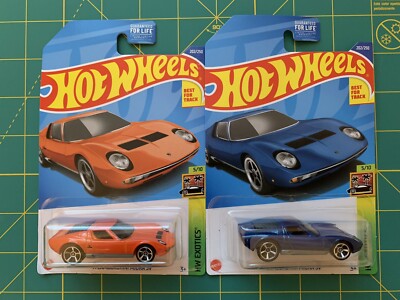 LOT OF 2 - 2022 HOT WHEELS  71 LAMBORGHINI MIURA SV EXOTICS ORANGE BLUE VARIANTS