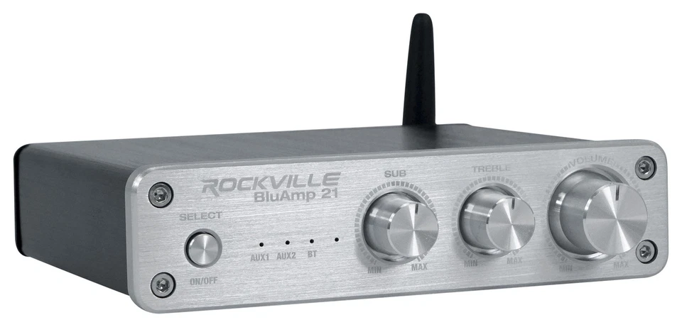 Rockville BLUAMP 21 SILVER 2.1 Channel Bluetooth Home Audio Amplifier Receiver - Image 2 of 4