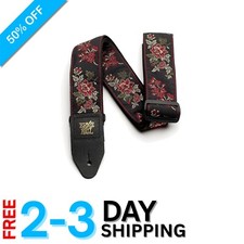 Jacquard Pattern Guitar Strap in Red Rose - Lightweight  Stylish for Musicians