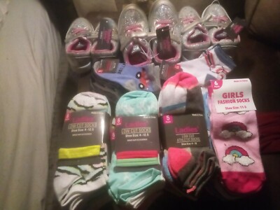LARGE LOT New 3 pair BABY Sneakers 48 Girls Socks,20 Pr Toddler Socks ...