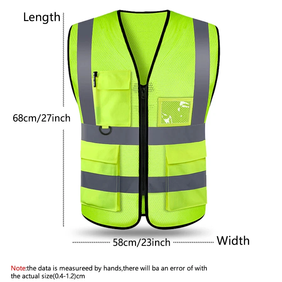 Gilet sécurité haute visibilité | Réfléchissant, réglable, 5 poches, cyclisme - Photo 4/4