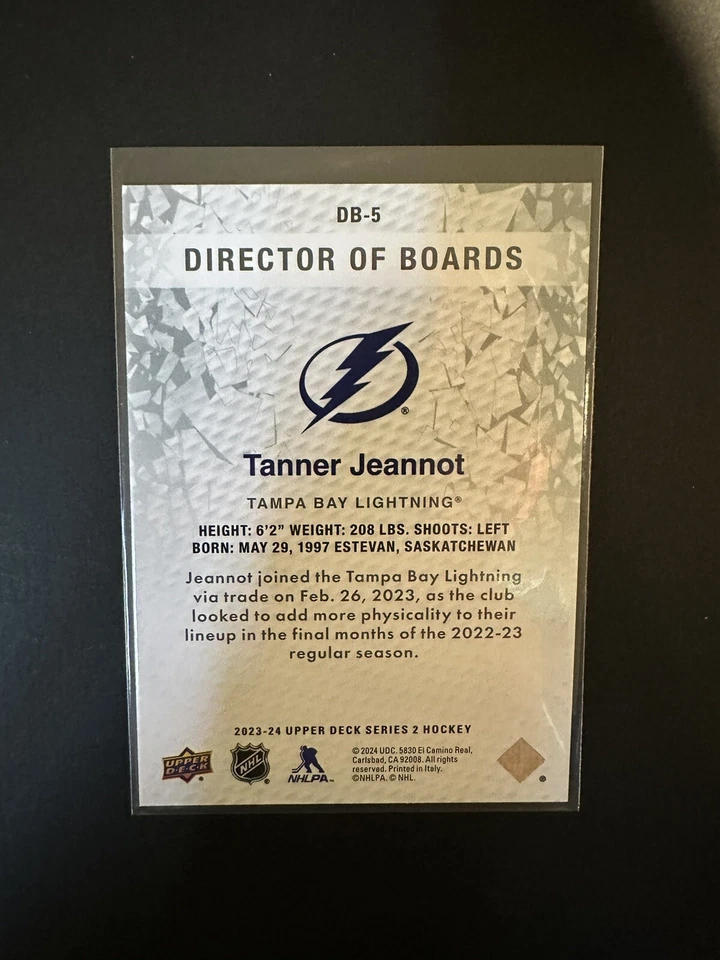 Tanner Jeannot 2023-24 UD Upper Deck Series 2 Director of Boards DB-5  Tampa Bay - Image 2 of 2