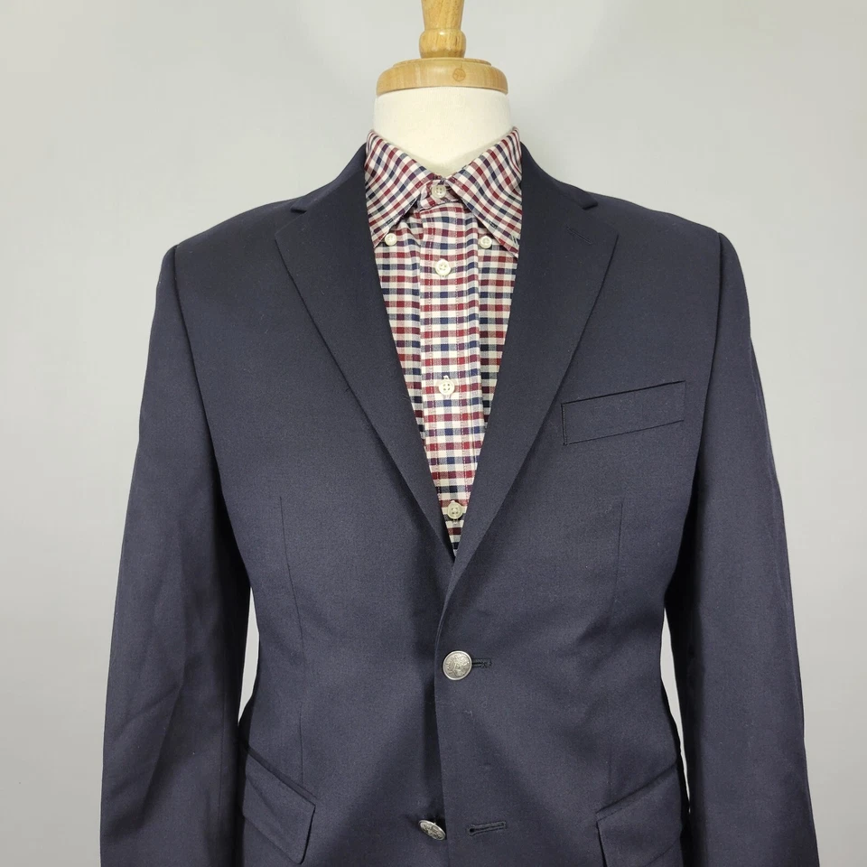 Michael Kors Men's Sport Coat Blazer Two Button Deep Navy Twill Wool Poly 38S - Image 2 of 4