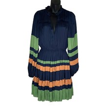 ULLA JOHNSON Alia Dress in Midnight Blue Womens Size 4 ($500) Accordion Pleats