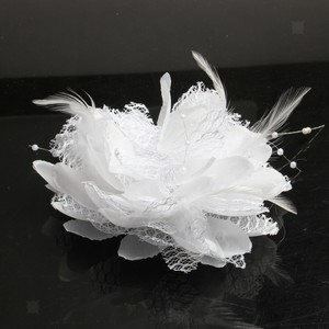5 Pieces White Lace Feather With Bead Bridal Accessories Wedding