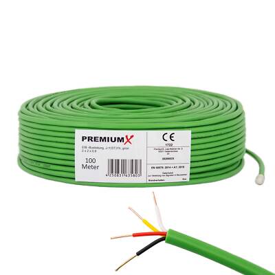 PremiumX 100m EIB BUS-Kabel J-Y(ST)Yh 2x2x0,8 Busleitung KNX Datenkabel Eca grün