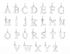 925 Sterling Silver Alphabet Letter Initial Pendant with 18" Box Chain