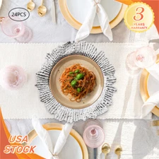 24 Pack Round Plastic Charger Plates Wedding Dinner Reef Plate Serving Plates