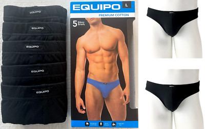 Men's Equipo 5-Pack Bikini Briefs (Black Color) No Fly Premium Cotton Underwear