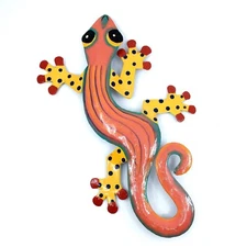 Gecko Lizard Collectible 9" Tropical Indoor Outdoor Metal Art Br15 