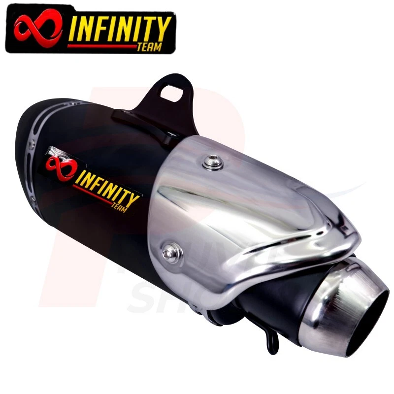 Tubo de escape silenciador universal premium 2" negro/cromo INFINITY Foto 2 de 4