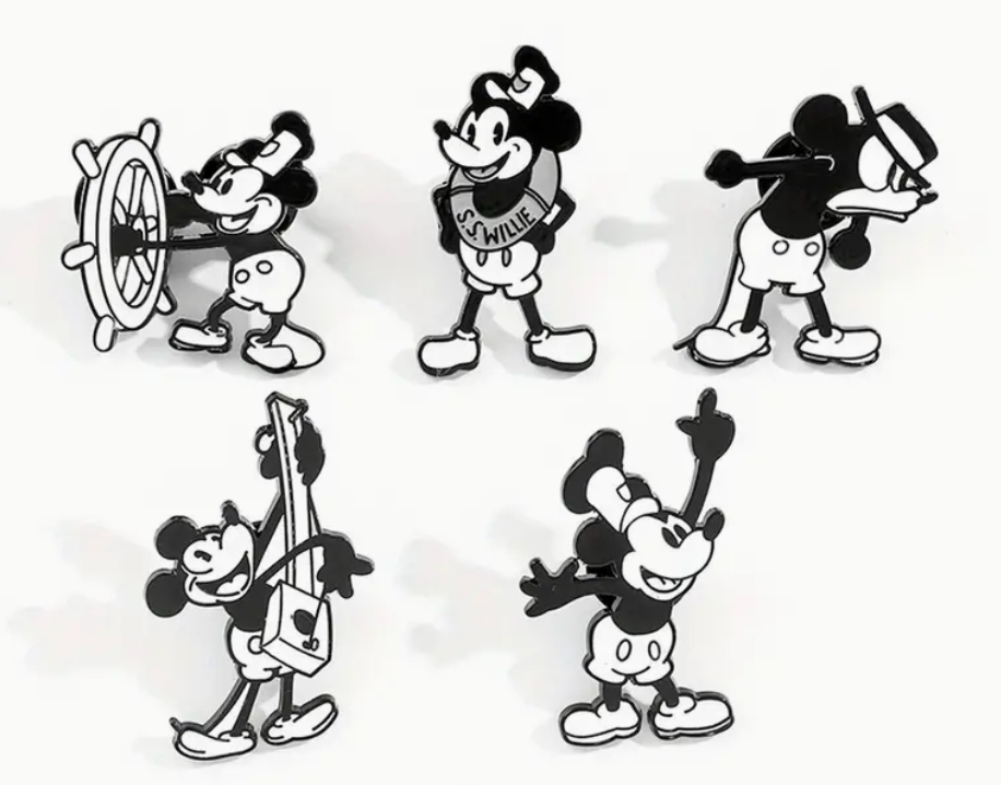 DISNEY - MICKEY MOUSE – Set of 5 Enamel Lapel Pins - RETRO