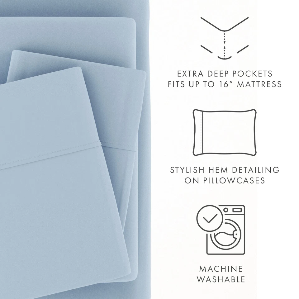 Microfiber Ultra Soft 4PC Bed Sheet Set - Kaycie Gray So Soft Collection - Image 3 of 4