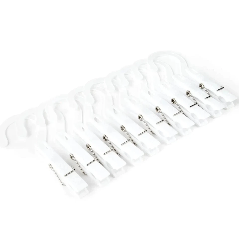 Ganchos de lavandería Fox Run clips perchas de plástico blanco 10 unidades, paquete de 2 Foto 2 de 2