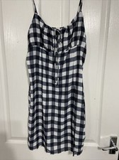 Boohoo Gingham Tie Front Mini Dress Size 14 Bnwt
