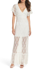 Foxiedox L24918 Women's White Cecilia Lace Sheath Gown Dress Size Large