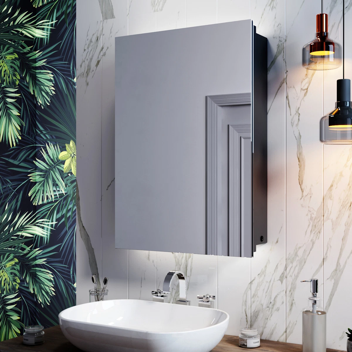 Illuminated mirror cabinet 2024 with shaver socket