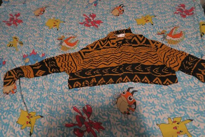 VTG Ann Tjian Kenar Rayon Cropped Button Shirt Women's M Safari Abstract Pattern