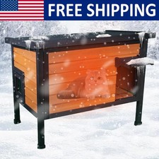 Outdoor Winter Insulated Cat House Feral Cat Enclosure Cat Shelter Weatherproof