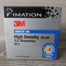 Imation 3M High Density DS HD IBM Formatted 3.5” Diskettes 10 Floppy Discs Vtg