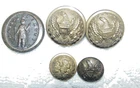 lot of 5 civil war mili:tia massachusetts general staff uniform buttons