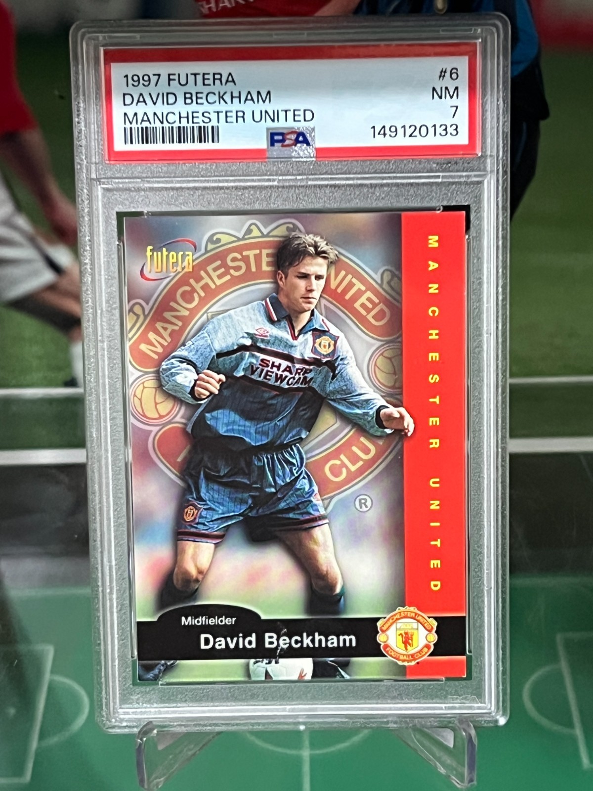 1997 Futera Manchester United David Beckham #6 PSA 7 view 5