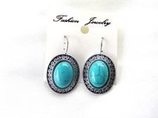 Earrings Ladies Bohemian Style Costume Jewelery Turquoise colour & silver tones