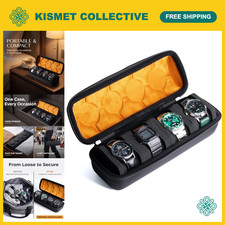 4-Slot Travel Watch Case - Hard Organizer Holder for Storage & Display