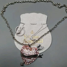 Vivienne Westwood Punk Bling Sparkle Heart With Arrow Necklace - Damaged