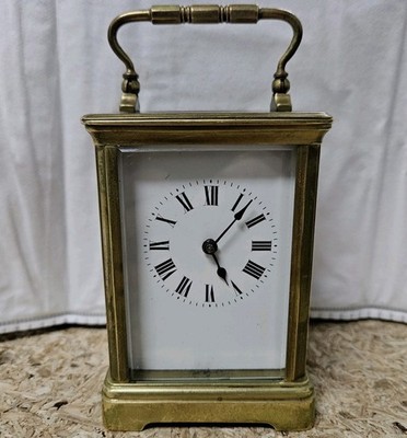 Antike französische Kutschenuhr mit fünf Glas Messing funktioniert mit Schlüssel 