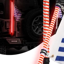 Pair 4FT Whip Lights W/COB LED Chips Flag Remote For UTV ATV SUV APP Control