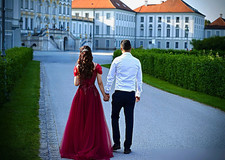 Damen Abendkleid rot lang schulterfrei bestic...