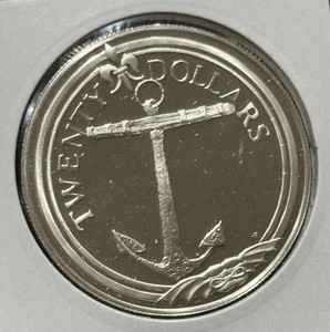 1985 British Virgin Islands $20 Silver Proof Coin .5677 oz Anchor 