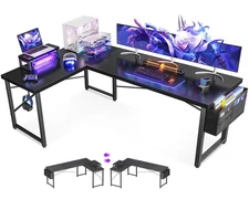 L Shaped Desk, 66" Computer Corner Desk, Gaming Desk, Home Office Writing Des...