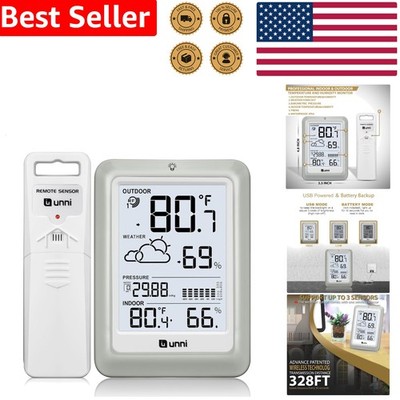 Smart Weather Station Wireless Temperature Humidity Gauge 330ft Range Sensor