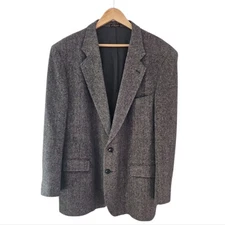 100% Pure Wool Savile Row Houndstooth Blazer Size 48R Classic British Heritage