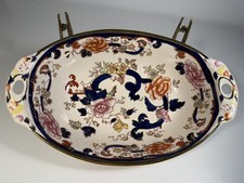 Masons Mandalay Blue Ironstone Serving Dish Handled 26X16.5 Printed&Hand Painted