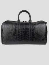 NEW KITON BLACK LEATHER CROCODILE TRAVEL BAG ONE SIZE KBAY12