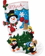 DIY Bucilla Perfect Tree Christmas Snowman Penguin Felt Stocking Kit