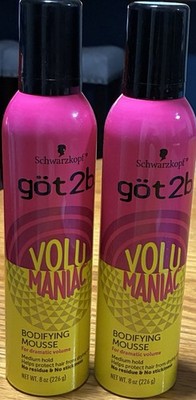(2) Got2b Volumaniac Bodifying Hair Mousse Dramatic Volume 8 oz
