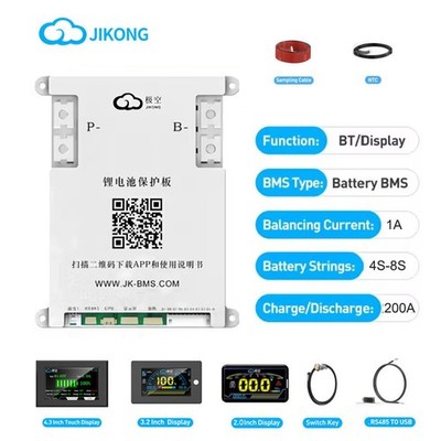 JK-B1A8S20P Smart BMS 4S-8S 200A Li-ion LiFePo4 LTO Akku 1A Active Balance BMS