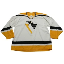 Vintage Pittsburgh Penguins Hockey Jersey Mens XL White Black Gold NHL CCM 90s