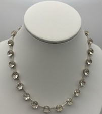 Antique Edwardian Sterling Silver Rock Crystal Rivière Necklace Czech 1910s